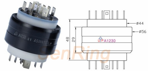 a1230 series A1230 Series Mercury Slip Ring(12circuits@30A Power Current) mercury slip ring Drawing 