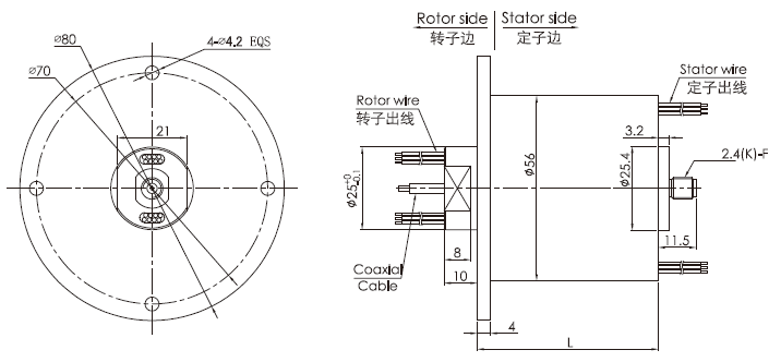 hf0150-56 series HF0150-56 Series Rf Rotary Joint Slip Ring slip ring Drawing 