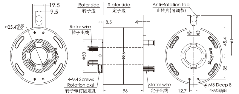 20860450 series 20860450 Series High Current Slip Ring slip ring Drawing 