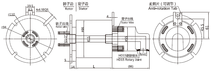 3001015 series 3001015 Series G1/2 1-Passage Rotary Unions slip ring Drawing