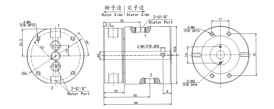 3002006 series 3002006 Series 2 Passage Rotary Unions slip ring Drawing 