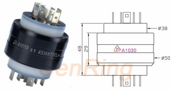 a1030 series A1030 Series Mercury Slip Ring(18circuits@30A Power+2circuits Signal@4A) mercury slip ring Drawing 