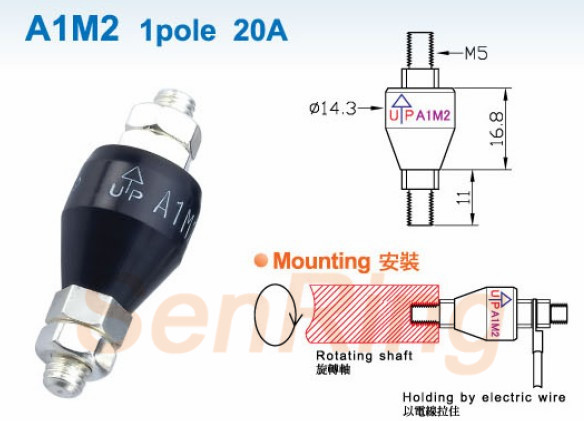 a1m2 series A1M2 Series Mercury Slip Ring(1circuits@20A Power Current) mercury slip ring Drawing 