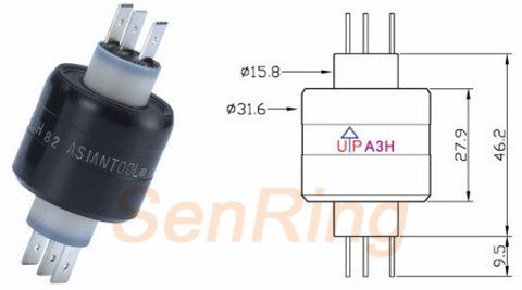 a3h series A3H Series Mercury Slip Ring(3circuits@30A Power Current) mercury slip ring Drawing 