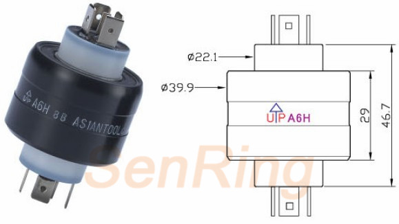 a6h series A6H Series Mercury Slip Ring(4circuits@30A Power+2circuits@4A) mercury slip ring Drawing 