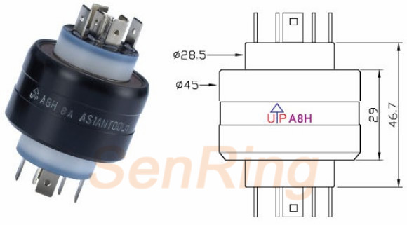 a8h series A8H Series Mercury Slip Ring(6circuits@30A Power+2circuits Signal@4A) mercury slip ring Drawing 