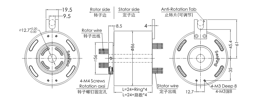 bh1286 series BH1286 Series Industrial Bus Slip Ring slip ring Drawing 