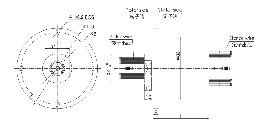 fo109 series FO109 Series 1 Channel Fiber-Electric Slip Ring slip ring Drawing 