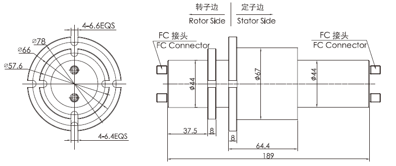 fo200b series FO200B Series 2 Channels Fiber Optic Slip Ring slip ring Drawing 