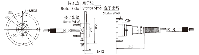 fo409 series FO409 Series 4 Channels Fiber-Electric Slip Ring slip ring Drawing