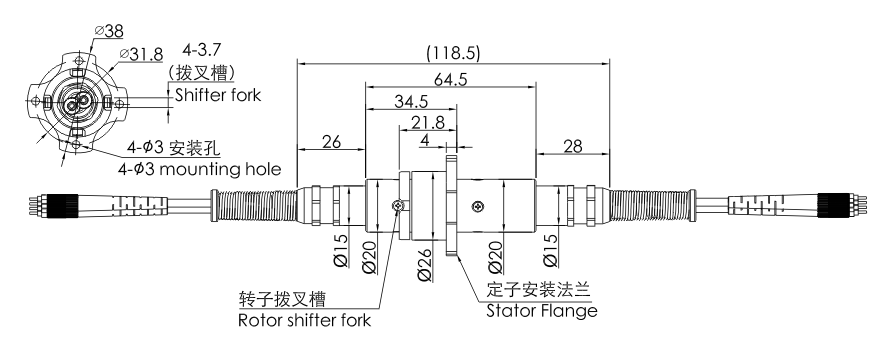 fo600 series FO600 Series 6 Channels Fiber Optic Slip Ring slip ring Drawing 