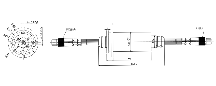 fo800 series FO800 Series 8 Channels Fiber Optic Slip Ring slip ring Drawing 