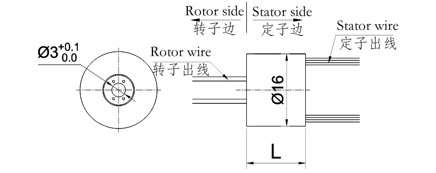 h0316 series H0316 Series Mini Through Hole Slip Ring slip ring Drawing 