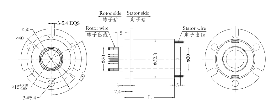 h1532 series H1532 Series Hole Size 15mm Mini Through Hole Slip Ring slip ring Drawing 