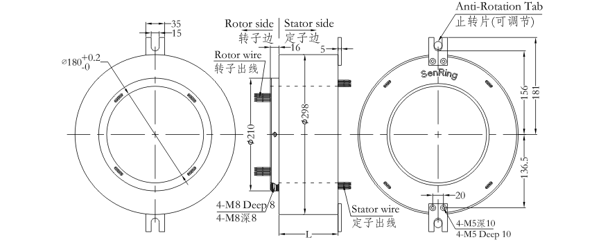 h180298 series H180298 Series（Hollow Shaft）Through Hole Slip Ring slip ring Drawing 