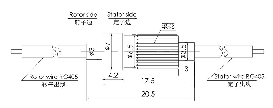 OD mm series Single RF Rotary Joint drawing