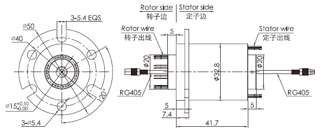 hf0103-32 series HF0103-32 Series Hight Frequency/Microwave Rotary Joint slip ring Drawing 