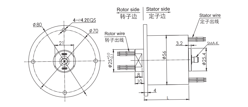 hf0118-56 series HF0118-56 Series Rf Rotary Joint Slip Ring slip ring Drawing 