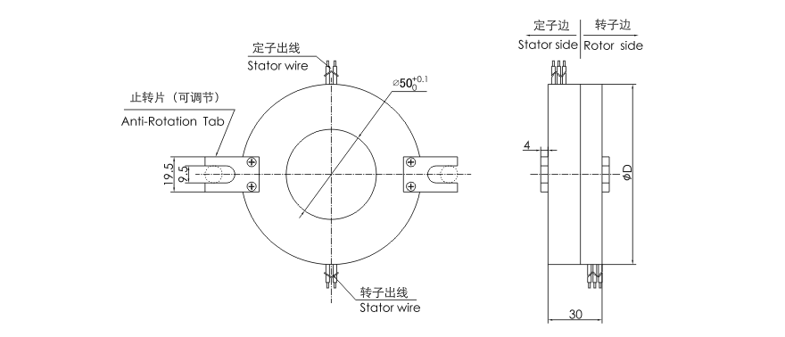 k250 series K250 Pancake Slip Ring slip ring Drawing 