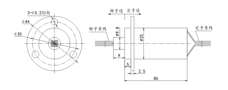 m250 series M250 Series OD 25mm Compact Slip Ring(Capsule Slip Ring) slip ring Drawing 