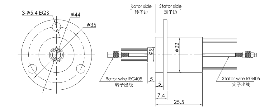 o022-08 series O022-08 Series HD-SDI(1080P) HD Slip Ring slip ring Drawing 