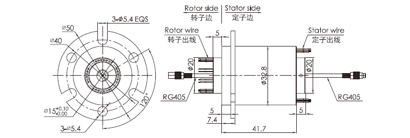 o032-24 series O032-24 Series HD Slip Ring(1 Channel 1080P HD Signal @ 24 Circuits 2a Current) slip ring Drawing 