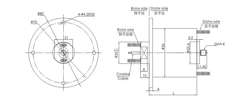 o056 series O056 Series HD-SDI(1080P) HD Slip Ring slip ring Drawing 