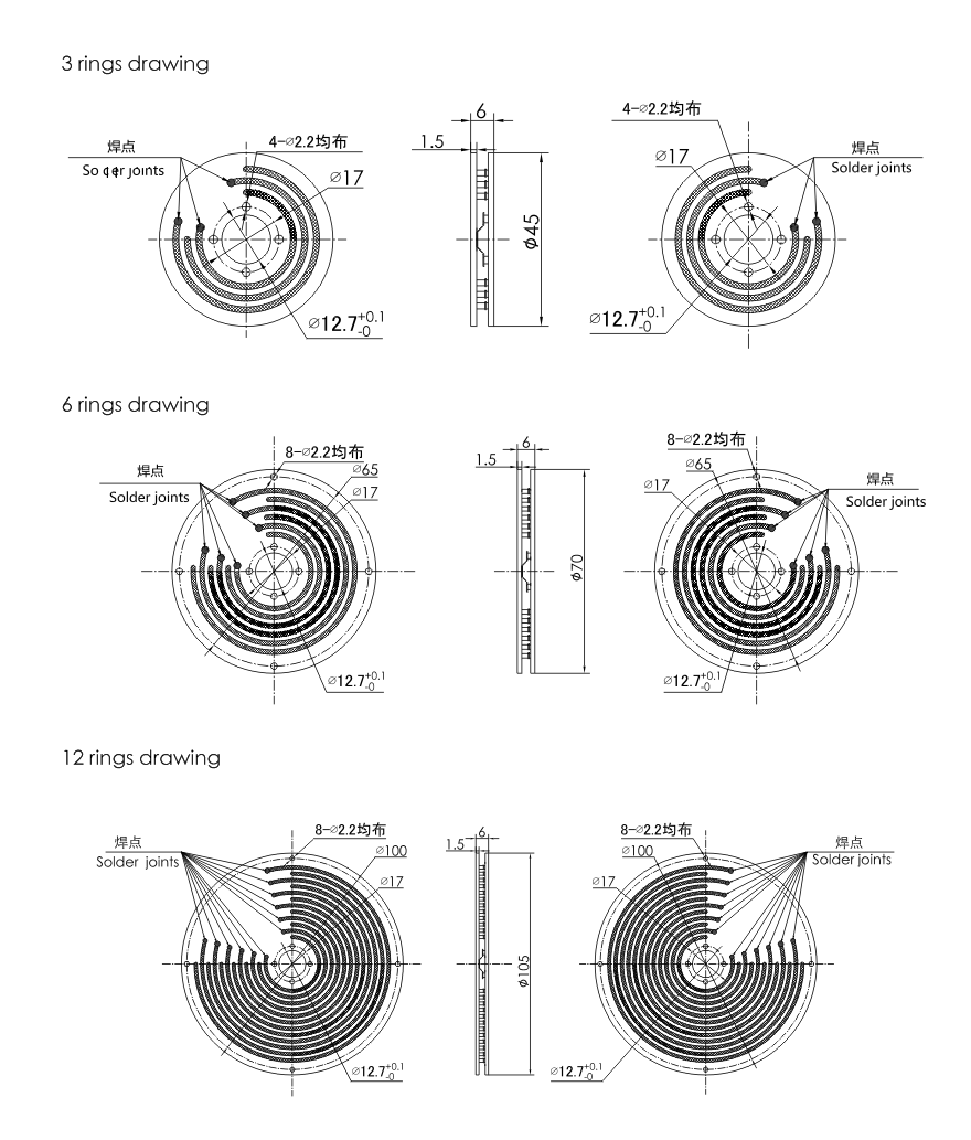 OD mm series PCB Slip Rings drawing