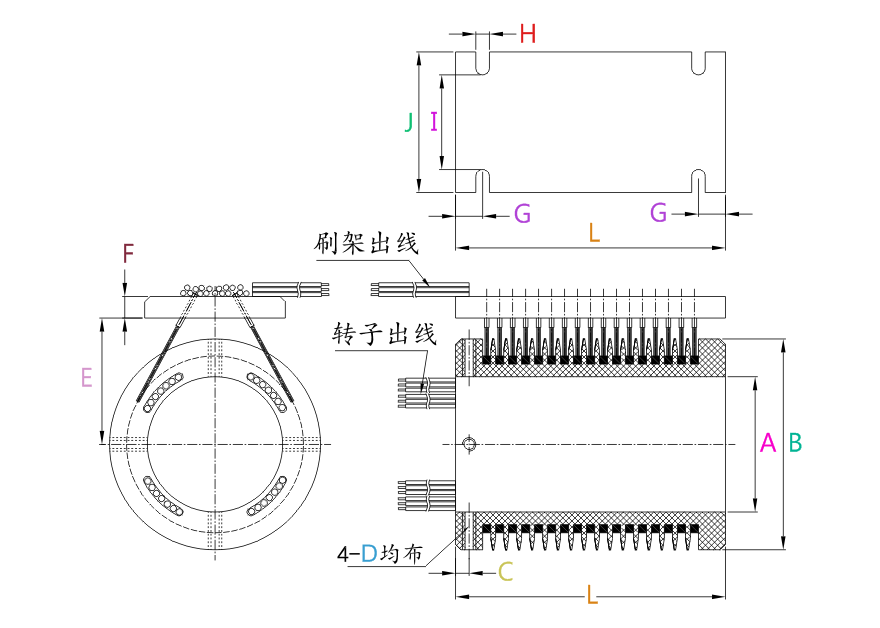 s000 series S000 Series 1~48 Circuits Separate Slip Ring (Hole Size:9.55mm) slip ring Drawing 